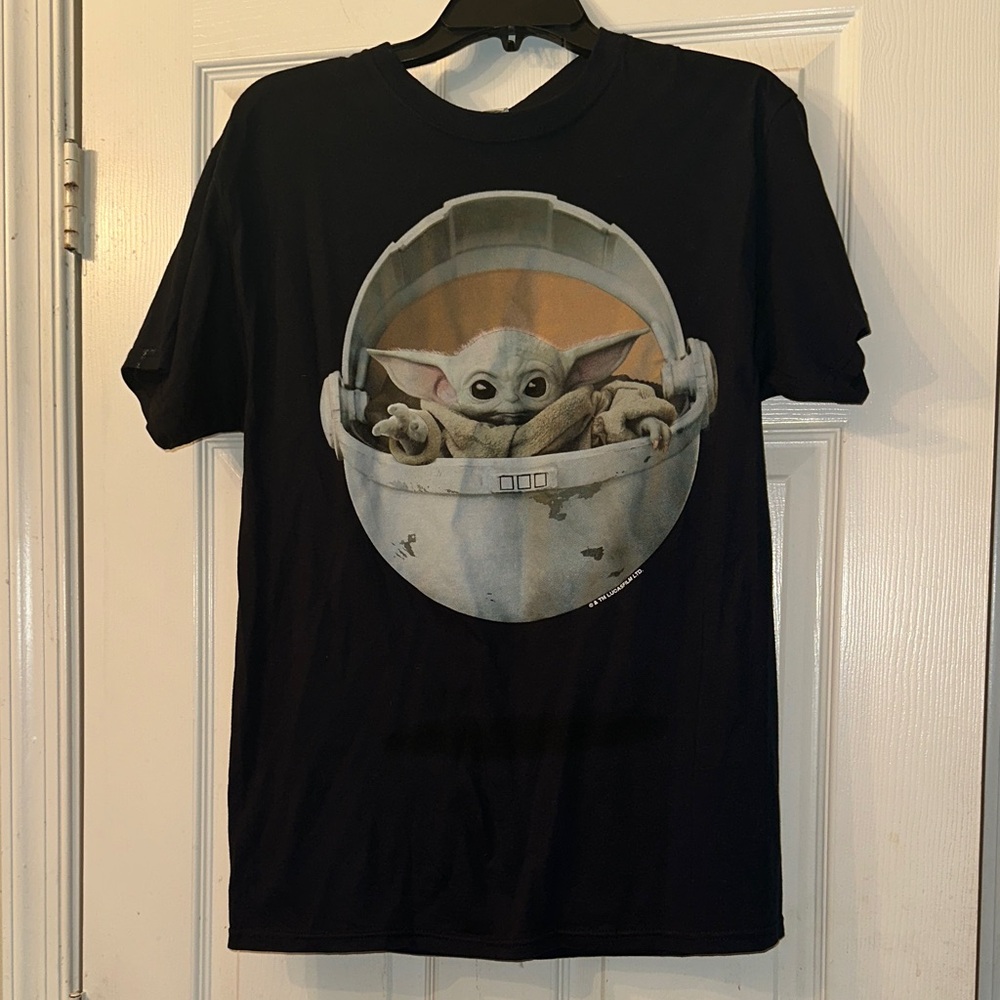 Black T-Shirt with Baby Yoda Graphic
